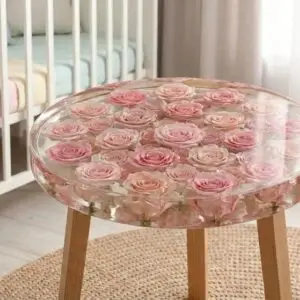 Round Floral Side Table